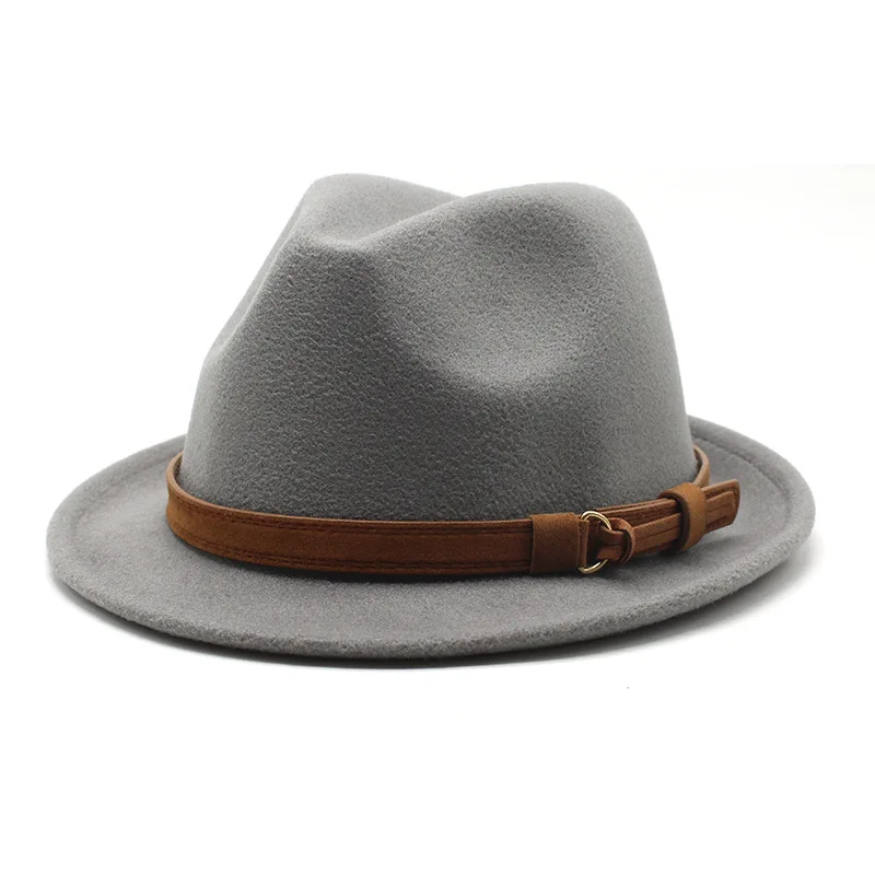 

New Style Short Brim Fashion Autumn Winter Wool Felt Fedora Hats For British Gentleman Simple Classics Jazz Fedora Hats