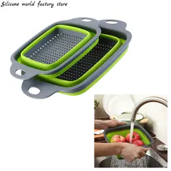 Cesta de drenaje plegable de silicona world, colador de lavado de frutas y verduras, escurridor plegable, herramientas de almacenamiento de cocina