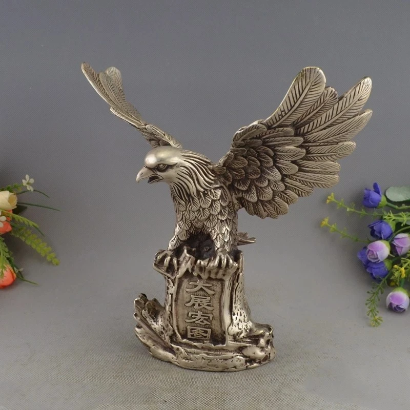 

Old Chinese Folk white copper Fly Eagle Statue