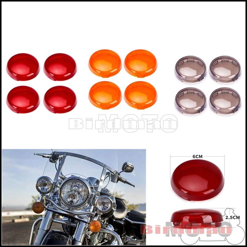 For Harley Softails Sportster Road King Touring 4x/2x Motorcycle Turn Signal Light Lens Indicator Cover Bullet Blinker Lamp Cap