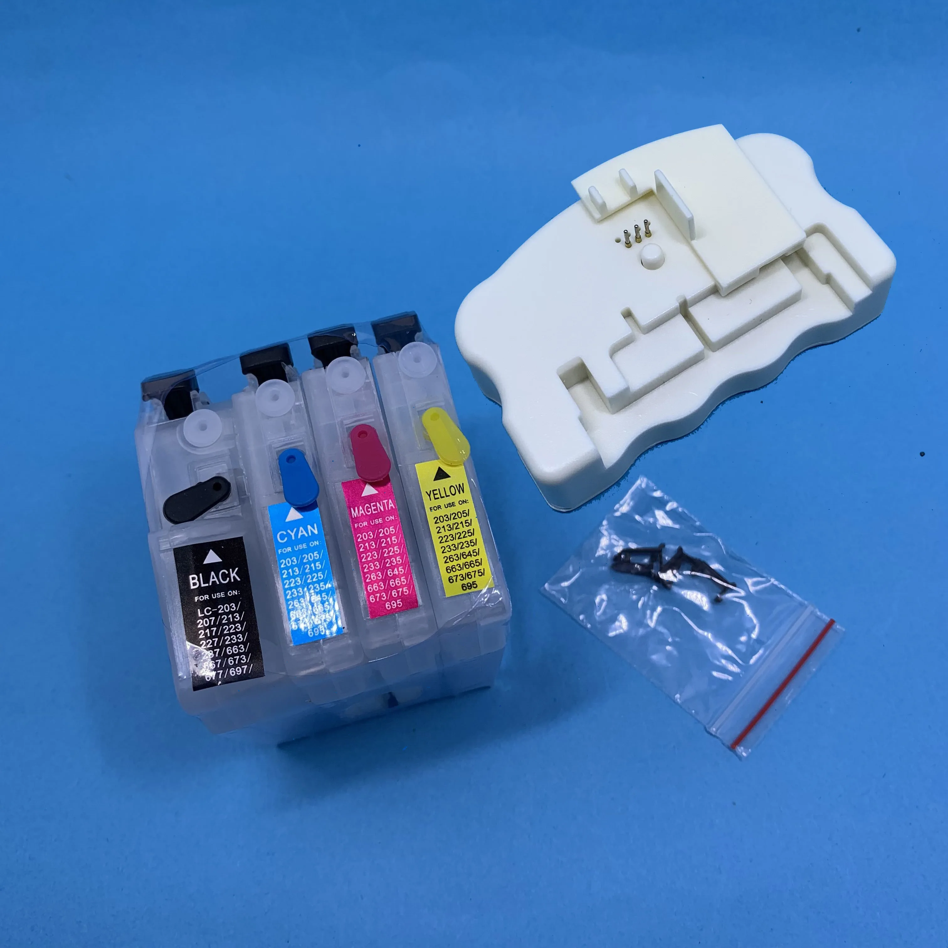 Empty ink cartridge + Chip resetter for LC203 LC205 LC207 LC209 LC213 LC215 LC217 LC223 LC233 LC235 LC237 LC239 LC663 LC665