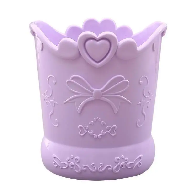 Imagem -06 - Bow Love Heart Shape Plastic Pen Holder Pink Barrel Girl Cute Bucket Organizador da Mesa Papelaria de Grande Capacidade