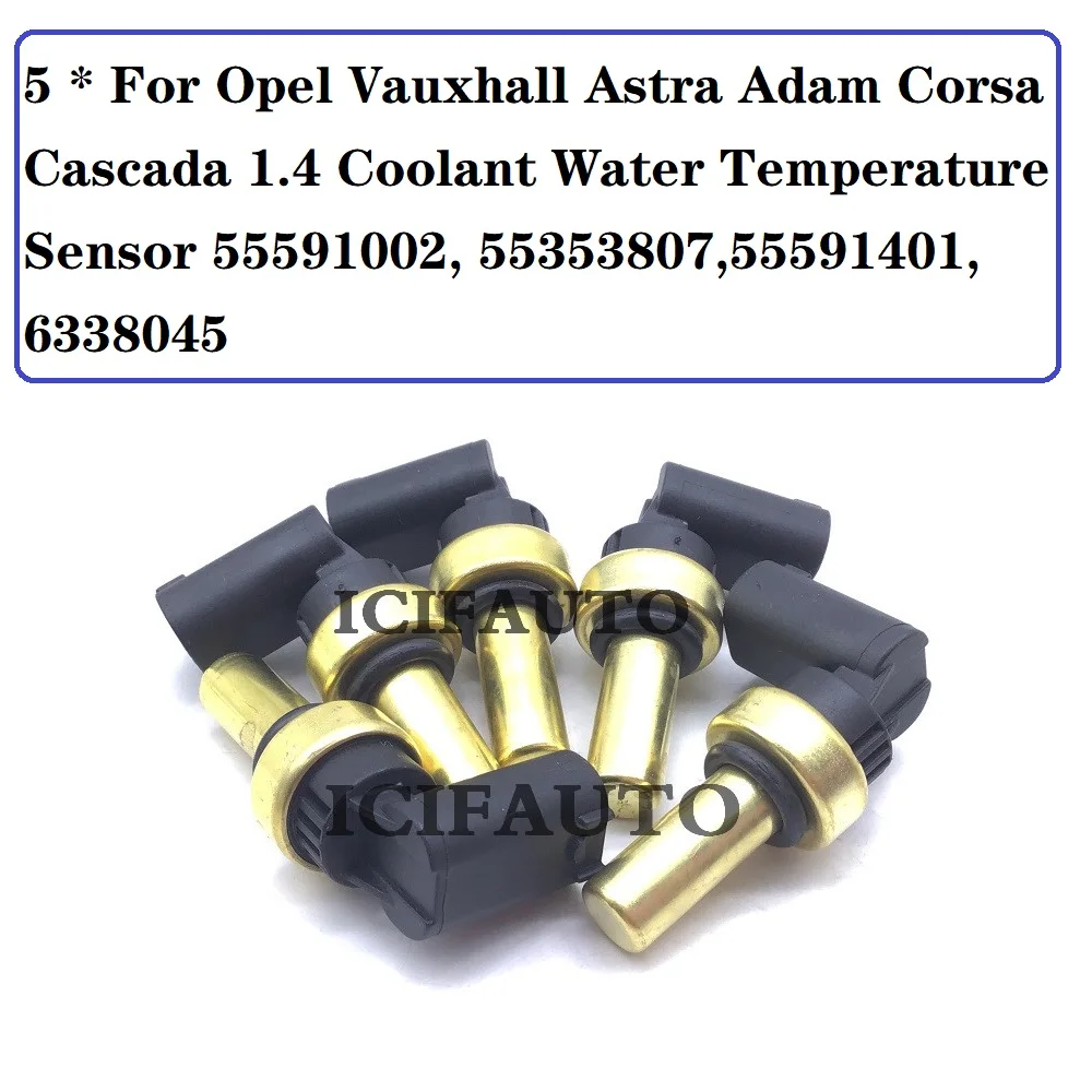 5 x Water Temperature Sensor+Connector for Opel Vauxhall Astra Adam Corsa Cascada 1.4 Coolant OE# 55591002, 55353807,55591401