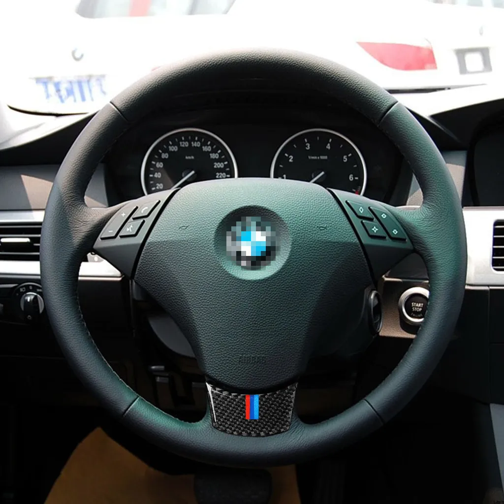 

For BMW 5 Series E60 520li 523li 525li (2004-2010) Car Steering Wheel Frame Cover Trim Sticker Genuine Carbon Fiber