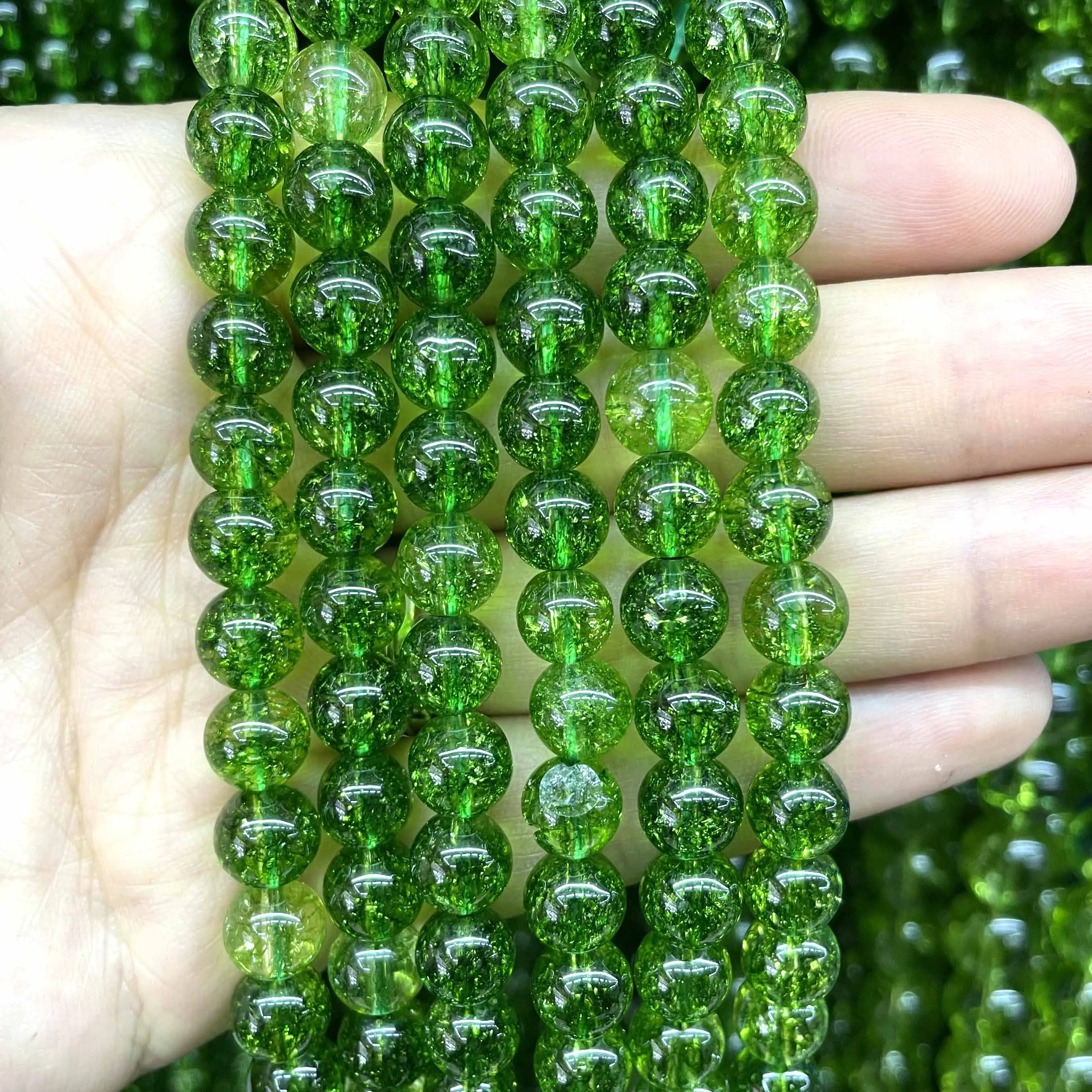 Wholesale Natural Green Peridot Crystal Quartz Stone Round Loose Beads 4 6 8 10 MM Pick Size Diy Bracelet For Jewelry Making