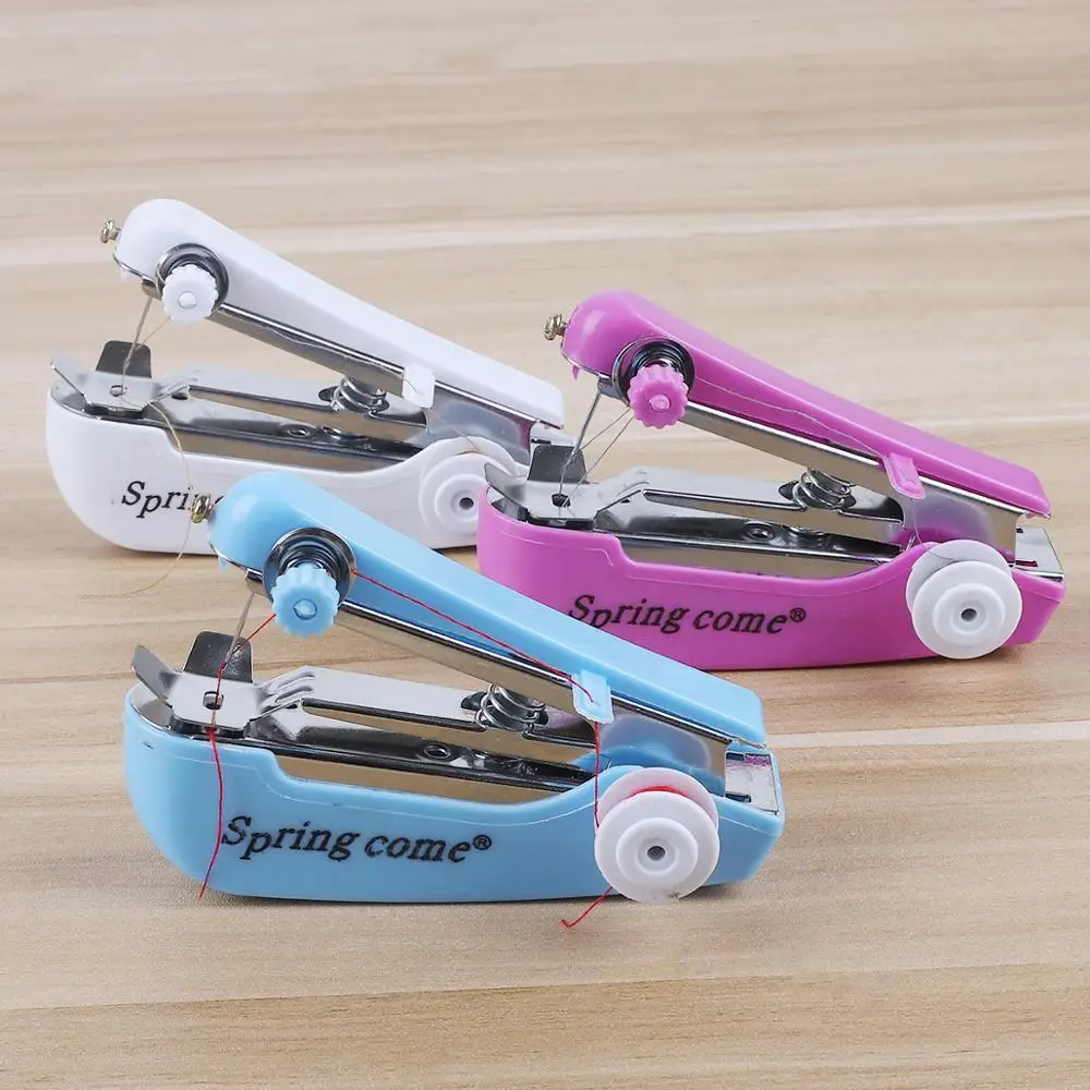 

1Pcs Portable Mini Manual Sewing Machine With 3pcs Needles Simple Operation Sewing Cloth Fabric Handy Needlework Tool
