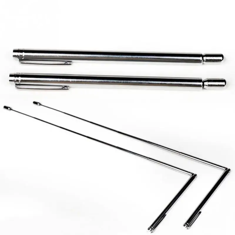 2Pcs Flexible Stainless Steel Adjustable Detector Water Tool Witching Hunting Dowsing Rods Easy Carry Stretch Energy Properties