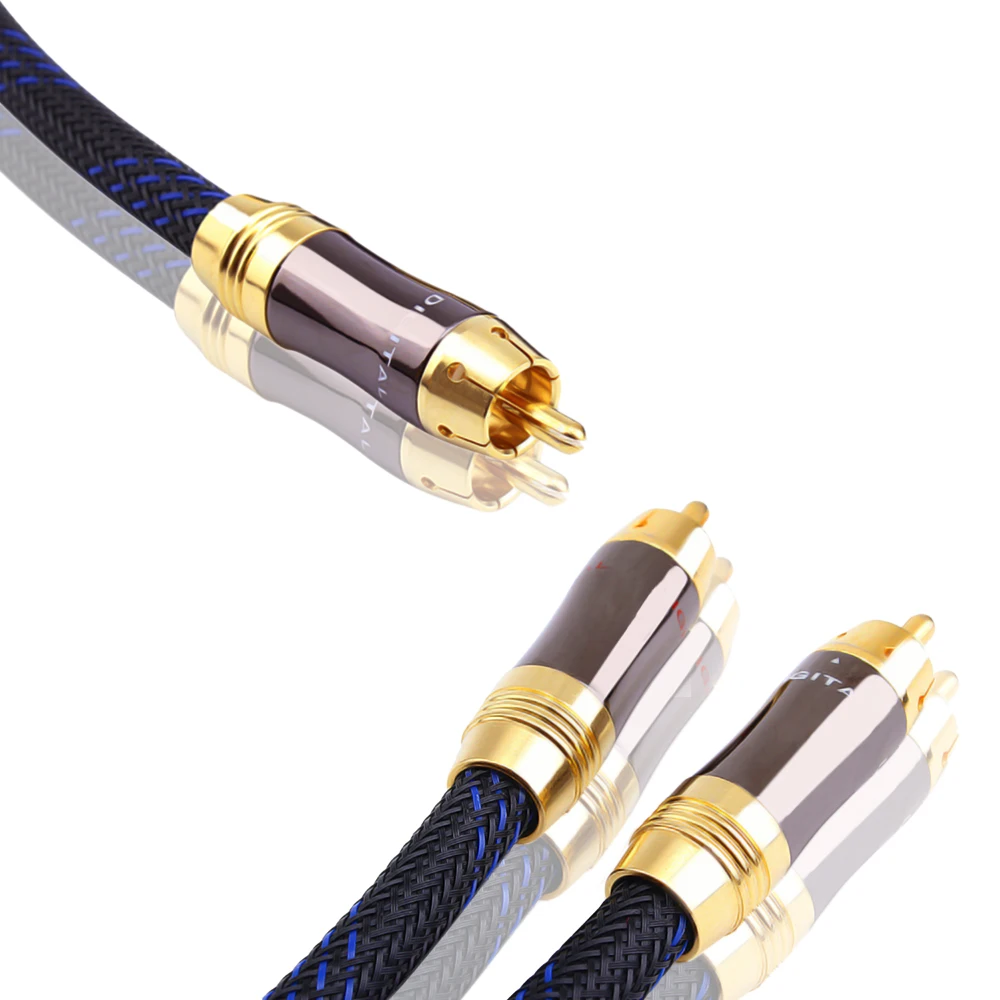 HIFI  Subwoofer Y Cable  RCA  1 Male to 2 Male Audio cable