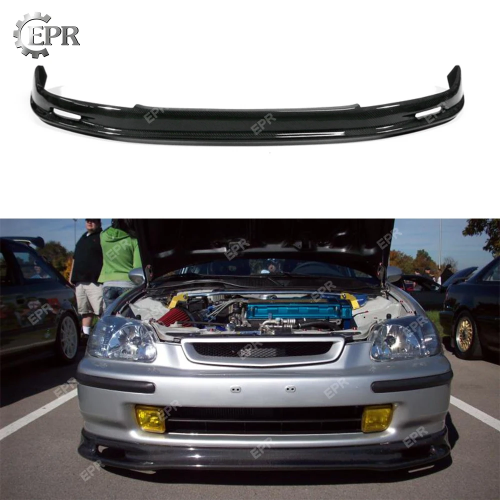 For Honda EK Civic 1999-2000 Mug-style Carbon Fiber Front Bumper Wings Lip Diffusers Spoilers Body Kit Tuning Trim