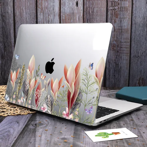 Imagen 2 del producto Funda rígida de cristal con flores para MacBook 2025 M4 A3240 A3241 Air Pro Retina 11 12 13 15 16 pulgadas Touch ID 2020 M1 A2337 A2338 A2179