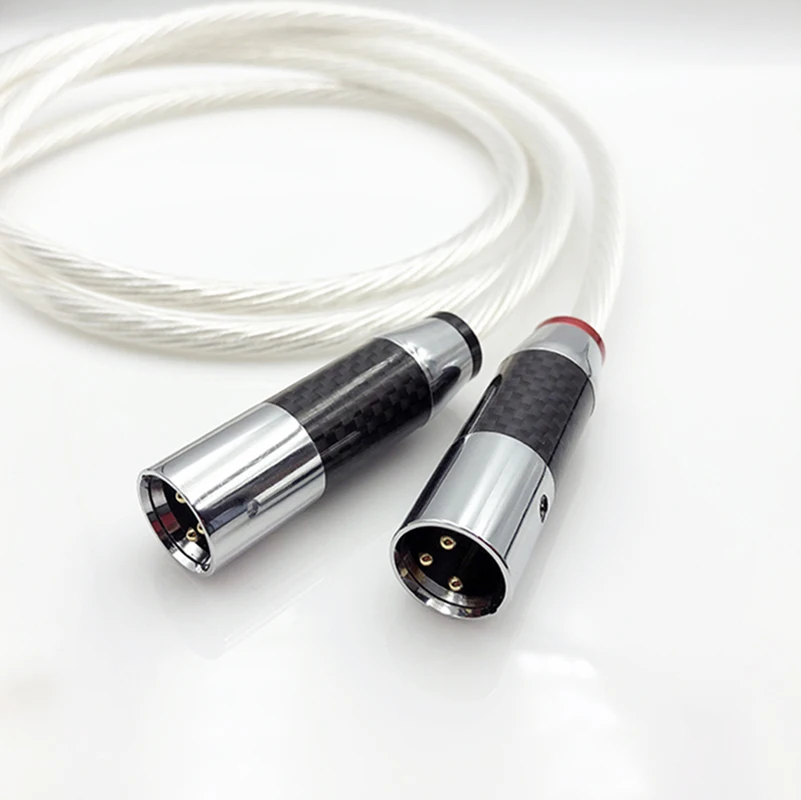 DIYLIVE 5N OCC واحد كريستال النحاس الفضة مطلي مدفع خط التوازن الصوت مكبر كهربائي XLR مدفع خط آلة خط الإشارة