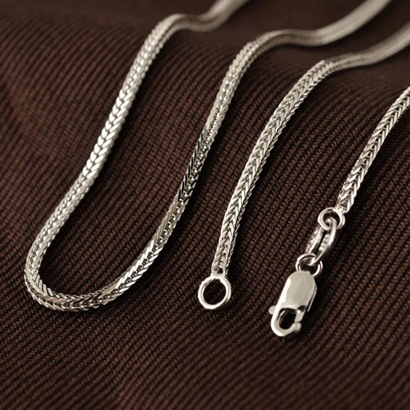 925 Sterling Silver Chopin Chain Necklace Platinum Color Long 40 45 50 55 60 65 70 80 CM Wide 1 1.3 1.6 2 2.5 MM Men Women Gift