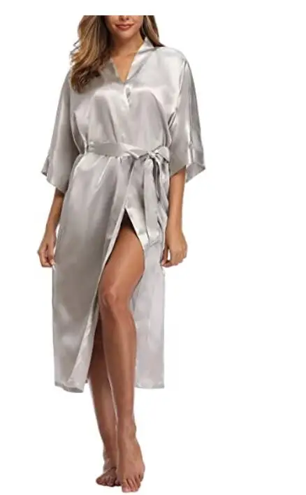 2021 New Satin Chiffon Robes Bridesmaid Robes Bride Robe Women Wedding Long Robe Bathrobe White Robe Satin Robe