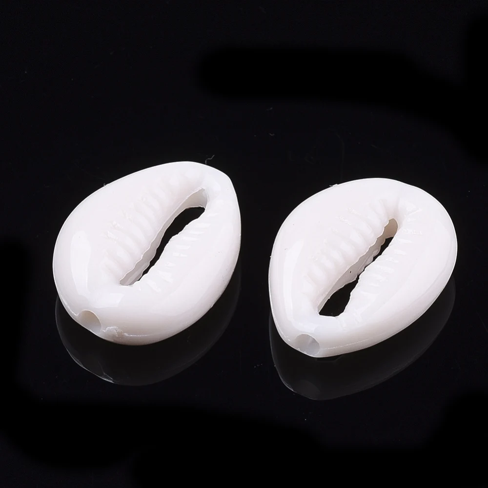 100pcs Acrylic Beads Imitation White Cowrie Shell Beads DIY Necklace Bracelet Accessories Charms For Jewelry Making