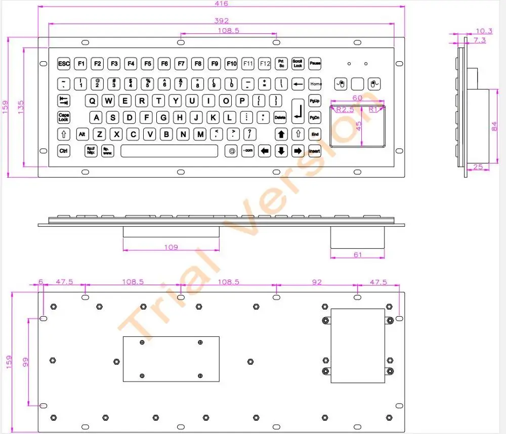 Imagem -06 - Teclado do Metal com Touchpad Montagem Encaixada Impermeável Industrial Metálico de Aço Inoxidável