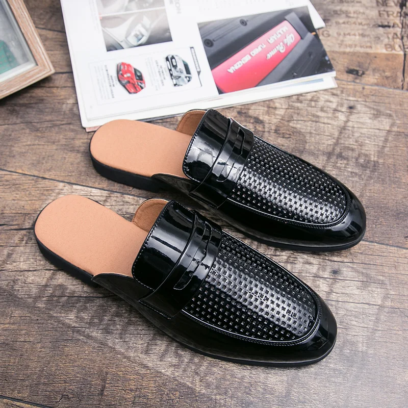 2024 Mules Men Semi-Drag Loafers Slippers Summer Half Shoes For Men Backless Casual Shoes Man Slide Slip On Flats Mule Masculino