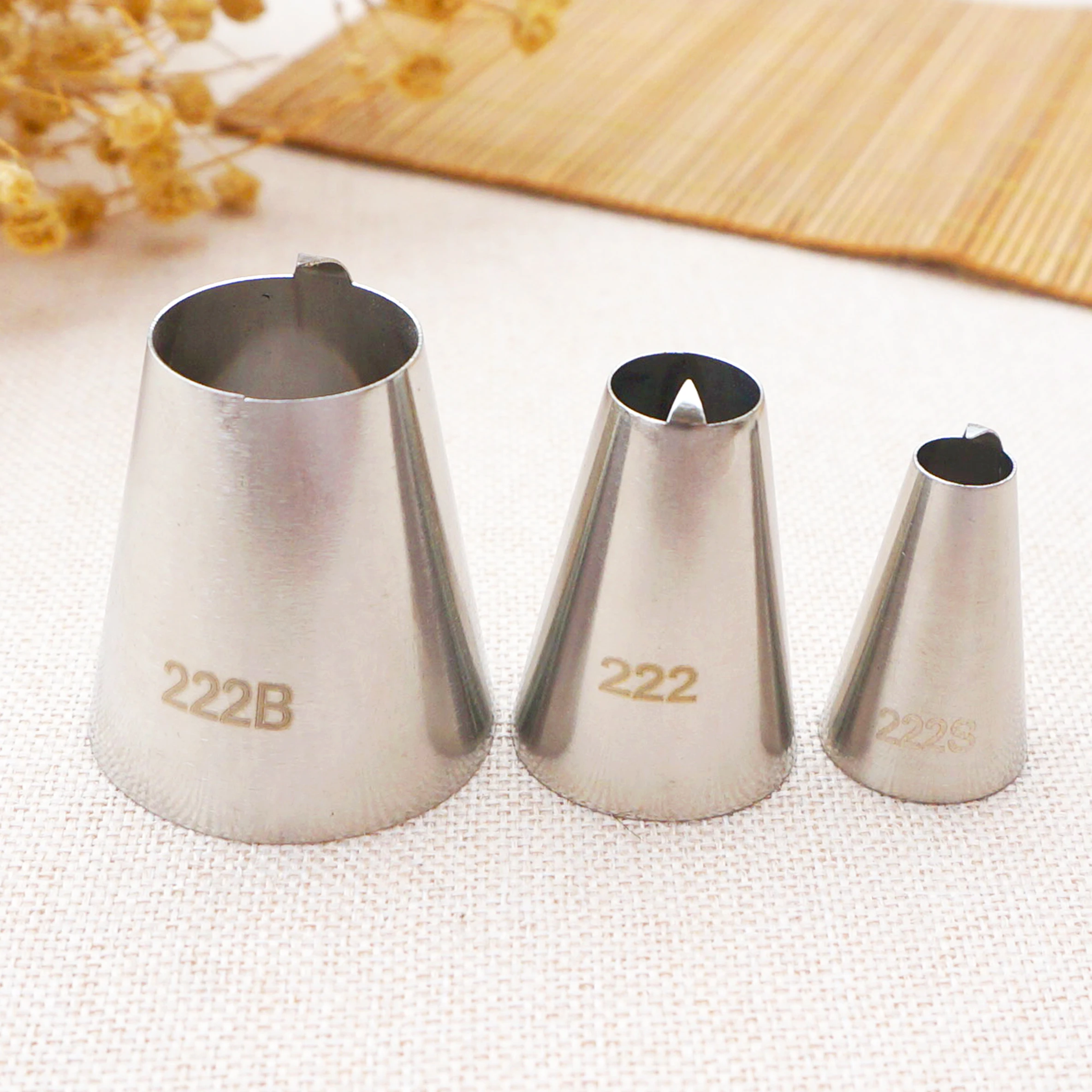 #222S 222 222B hook Round Piping Nozzles Pastry Tips Cake Cream Decorating Stainless Steel Cupcake Cookie Icing Tips Large Size