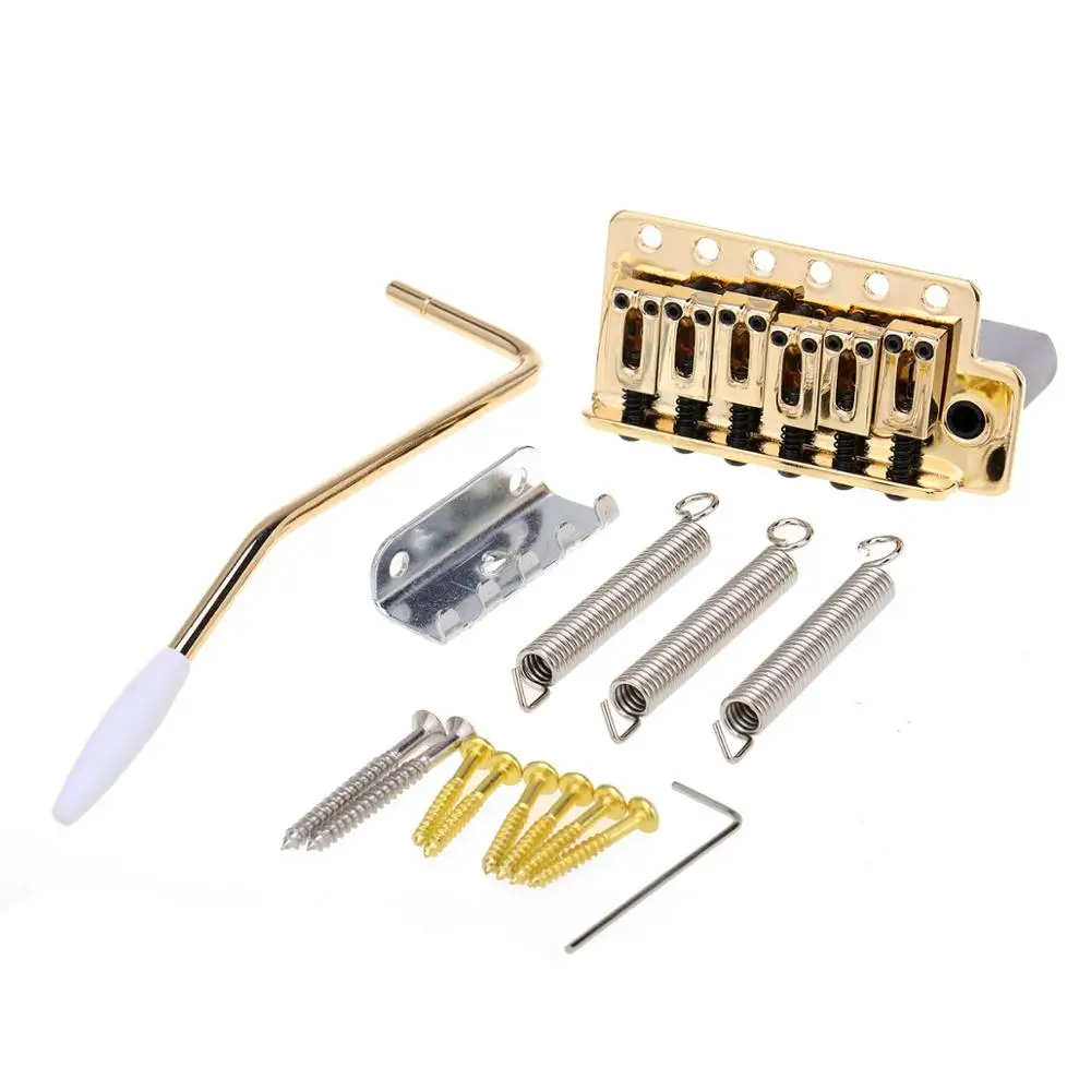 

Wilkinson 52.5mm Full Block ST Guitar Tremolo Bridge Pop-In Arm 6 Screws for American Vintage Narrow Spacing Strat, Gold