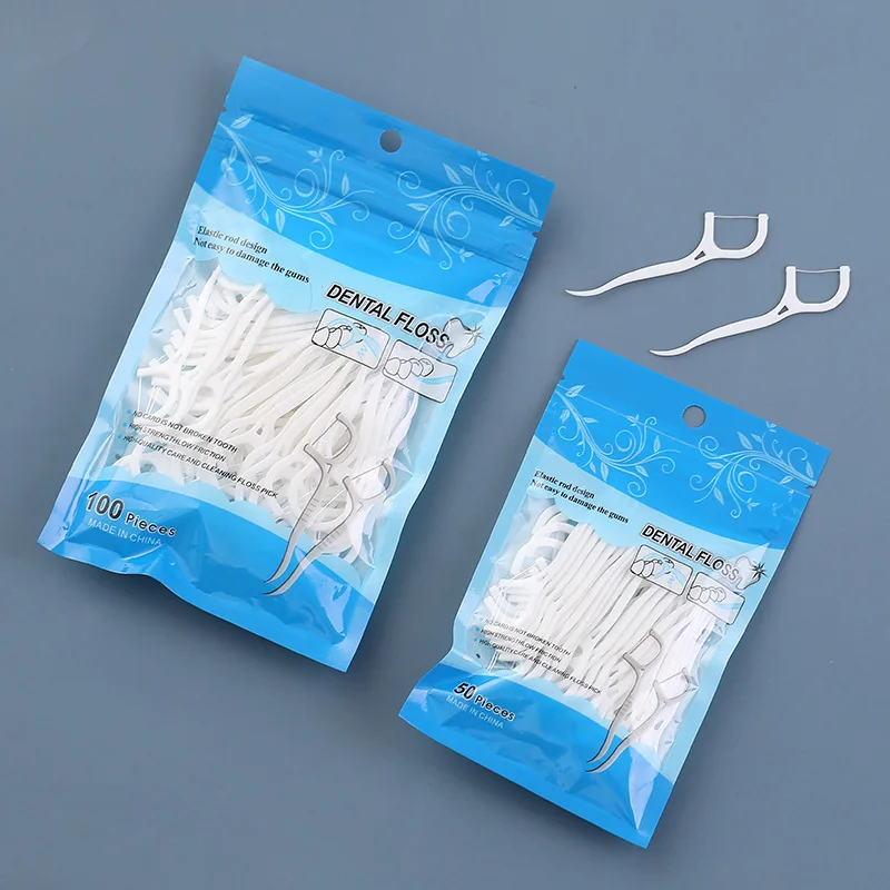 Palillos de hilo Dental, limpieza de dientes, cepillo Interdental, hilo Dental, cuidado de la higiene bucal, 50/100 Uds.