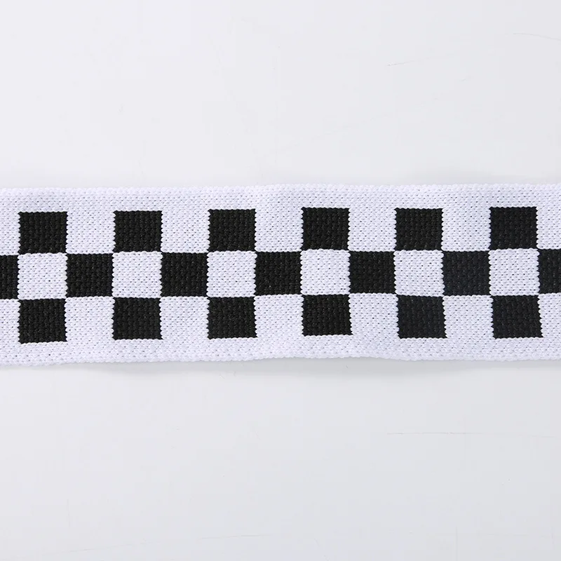 4.5cm Polyester Ribbon Black White Lattice Tape Tiny Stretch Knitted Plaid Webbing DIY Craft Underwear Belt Sewing Accessories