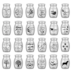 24 Styles Set of 3 Pcs Mini Urns For Human Ashes Cremation Keepsake Container Jar Metal Memorial Pet Ashes Holder Silver