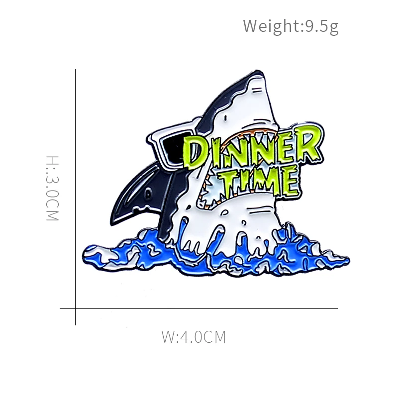 GDHY Shark Enamel Pins DINNER TIME Ocean sea wave Whale shark Animal Vacation time Backpack Brooches Badge Gift for Kids Unisex