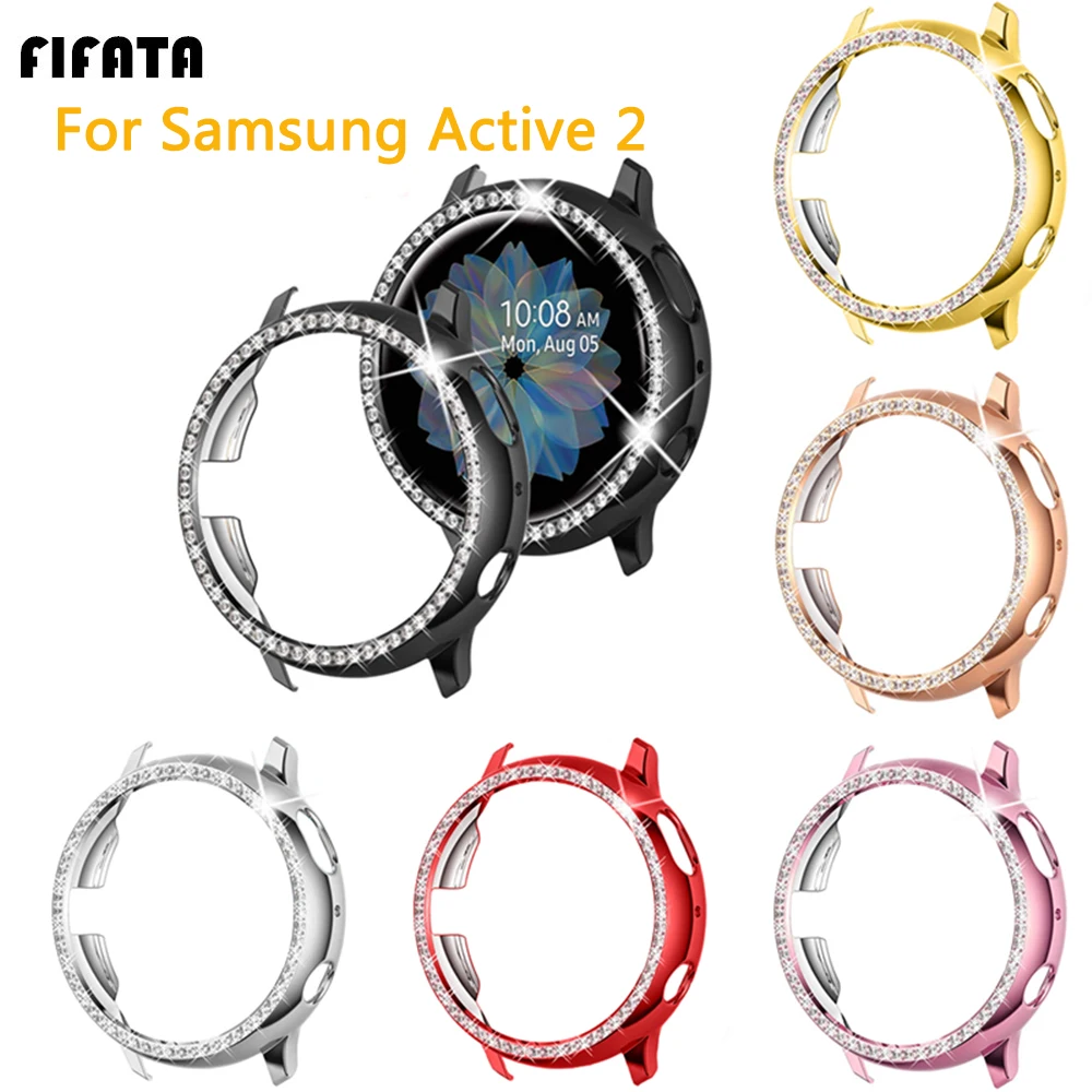 FIFATA PC Material Shining Diamond Hard protective Case For Samsung Galaxy Active 2 40/44MM Smart Watch Replacement Watch Case