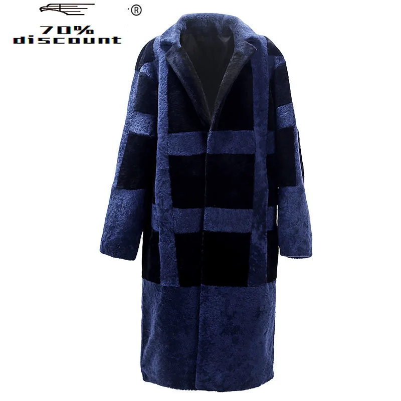 

Real Fur Coat Men Winter 200% Natural Wool Jacket Sheep Shearling Long Coats Luxury Jackets Men Fur Coat LW-26226 KJ2423