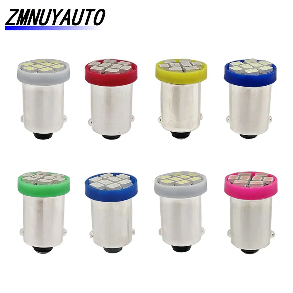 10X BA9S T4W H6W 8 SMD 1206 LED Car Interior Marker Light Bulbs Auto Wedge Reading Dome Lamps White Red Amber Green Blue 12V