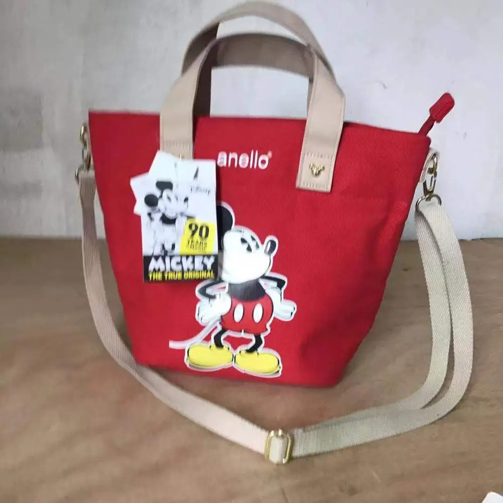 Disney Mickey Mouse Lady Canvas Crossbody Shoulder Bag Cartoon Fashion Minnie Handbag Large Capacity Shopping + Book Bag