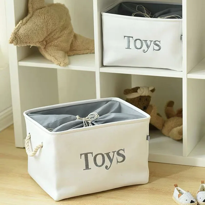 Fabric Storage Basket Toy Organizer Clothes Basket With Handle Kids Toy Storage Box Book Desktop Organizer Laundry Basket