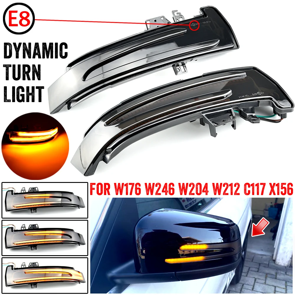 2pcs Dynamic LED Turn Signal Light Mirror Indicator Blinker For Mercedes Benz W176 W246 W204 W212 C117 X156 W221 X117