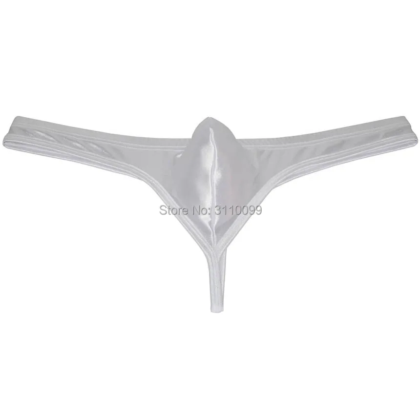 Men\'s Low Rise Contour Bulge Pouch Thong Underwear Shiny Bikini Jockstrap String Tangas