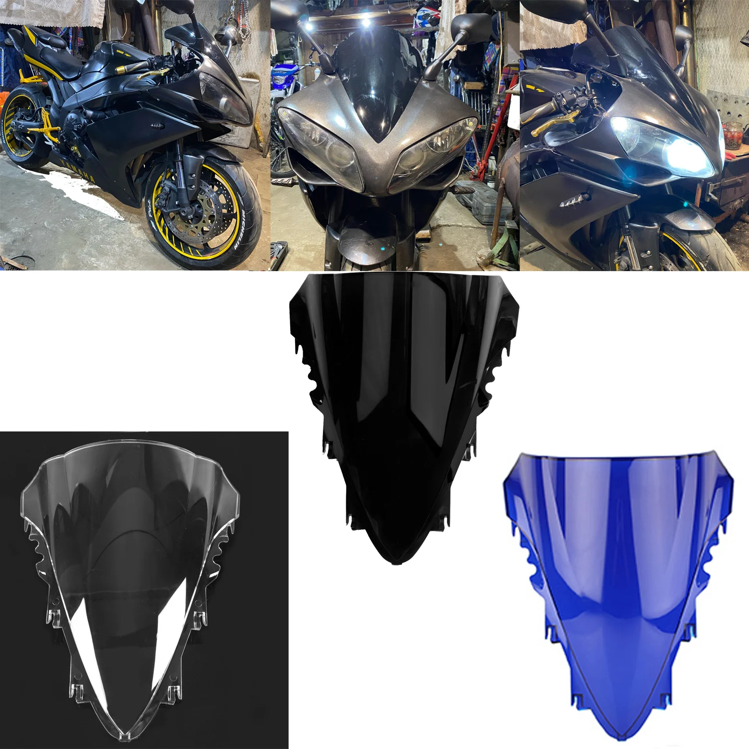 Motorcycle ABS Windscreen Windshield Air Wind Deflector For Yamaha YZF R1 2007-2008