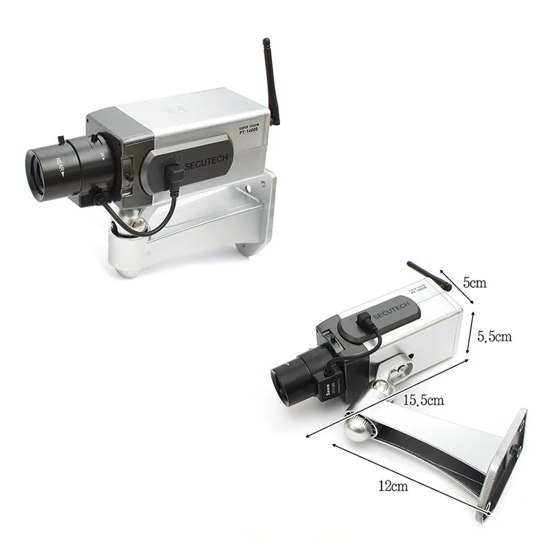New Fake Dummy Camera Wireless Antenna Motion Detection Motorized Pan Control Led Light CCTV Security Camera Silver Color