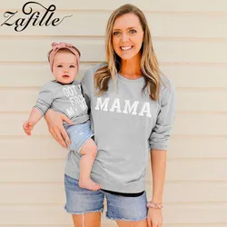 ZAFILLE Family Matching Outfits Casual Mommy and me Clothes Letter Mama Mini Family Looks Sweatshirt Mother and Daughter Clothes