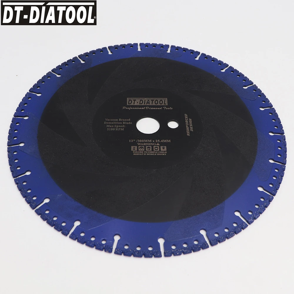 DT-DIATOOL 2 Pcs 300 Mm/12 "Vacuum Brazed Diamond Cutting Disc Multi Tujuan Penyelamatan Pembongkaran Saw Blade Cast besi Rebar Aluminium