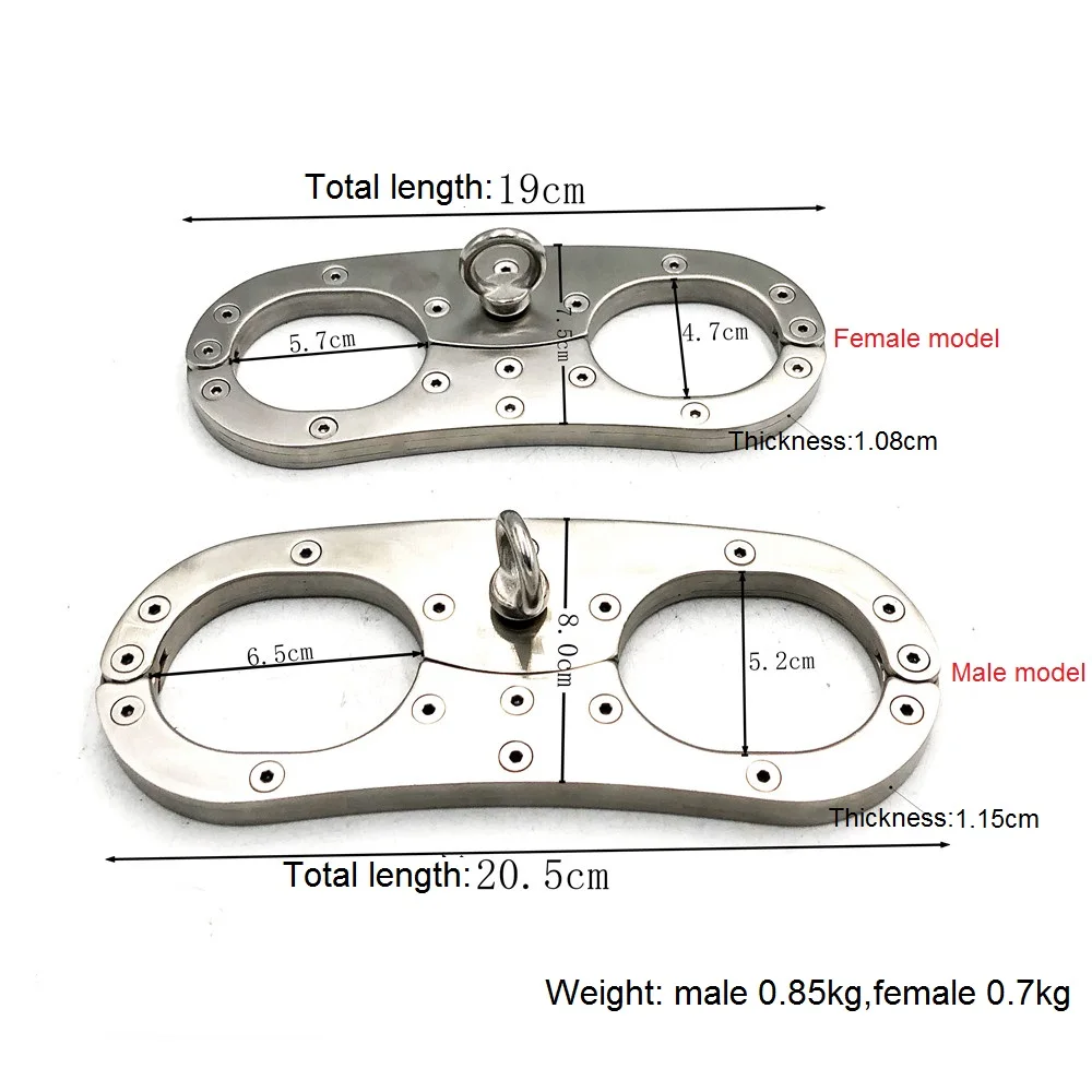 Latest Stainless Steel Bondage Cangue Fix Handcuffs Detachable Hang Ring Metal Wrist Cuffs Restraint Pillory Adult Sex Toy