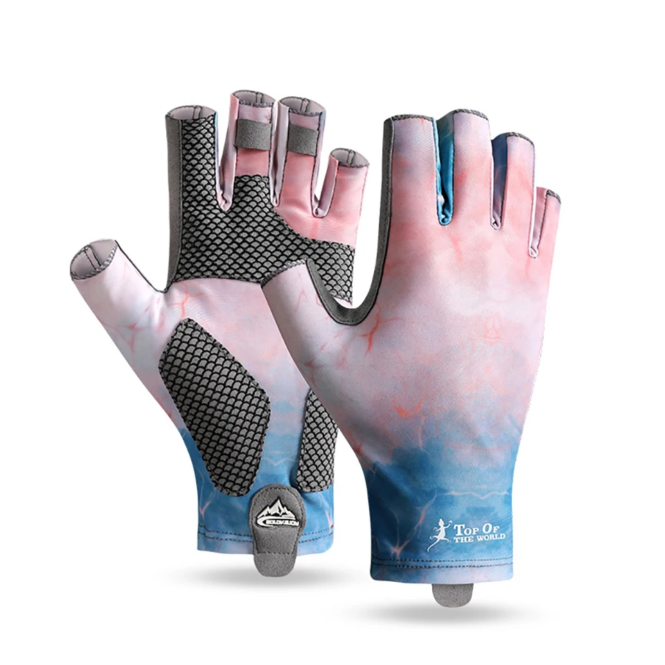 LOOGDEEL Fishing Gloves Half Finger Anti-slip Breathable High Elastic Men Cycling Gloves Ice Silk Quick-release Fishing Gloves