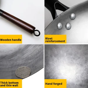 Chảo sắt trong nước, chảo không có tay cầm bằng gỗ, sắt tinh khiết, chảo không dính, bếp gas, rèn hướng dẫn sử dụng 10 pataugas bán hàng chính - №2