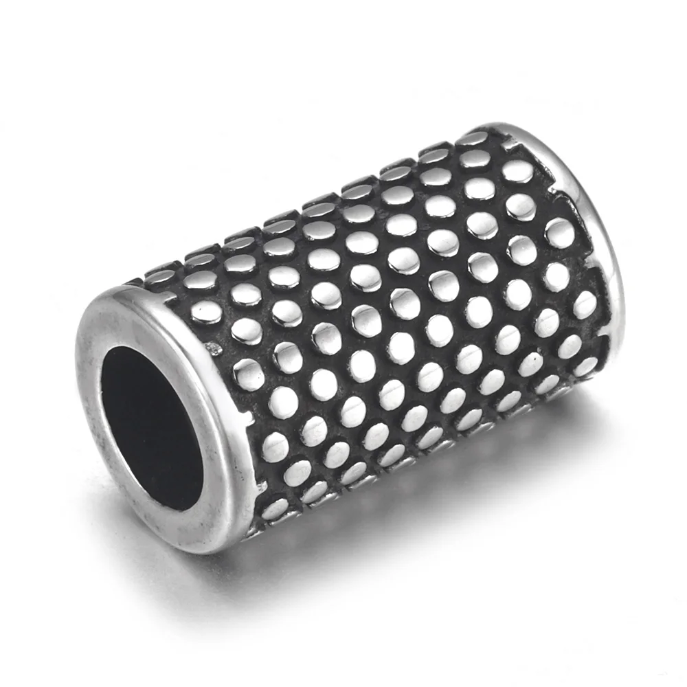 Stainless Steel Tube Bead Dot Polished 5.5mm Hole Metal Beads Bracelet Slide Charms for DIY Jewelry Making Accessories