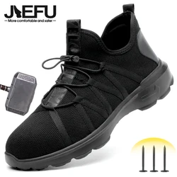 JIEFU Steel Toe Safety Shoes for Men Women Lightweight Comfortable Work Trainers Indestructible Non-slip Construction Sneakers