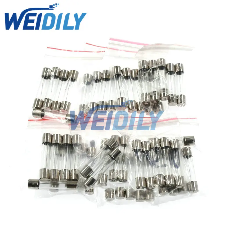 50PCS 10Values Fast Quick Blow Glass Fuse Assortment Kit 6x30mm 0.5A 1A 2A 3A 5A 6A 8A 10A 15A 20A/250V 6*30