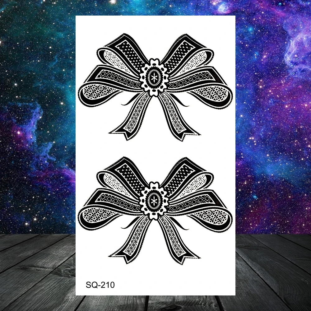 3D Black Lotus Hanger Tijdelijke Tatoeages Voor Vrouwen Volwassen Boog Knoop Maan Tatoo Arrow Cross Anker Kroon Fake Tattoo Kleine