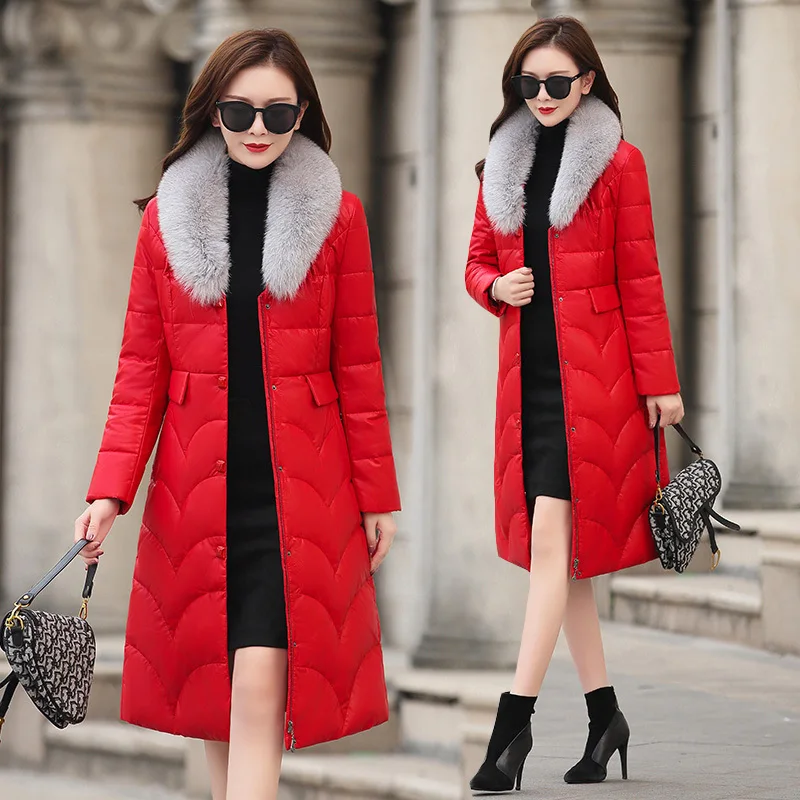 

Jacket Leather Genuine Mink Fur Collar Down Jackets 2020 Winter Jacket Women 100% Sheepskin Coat Female Overcoat