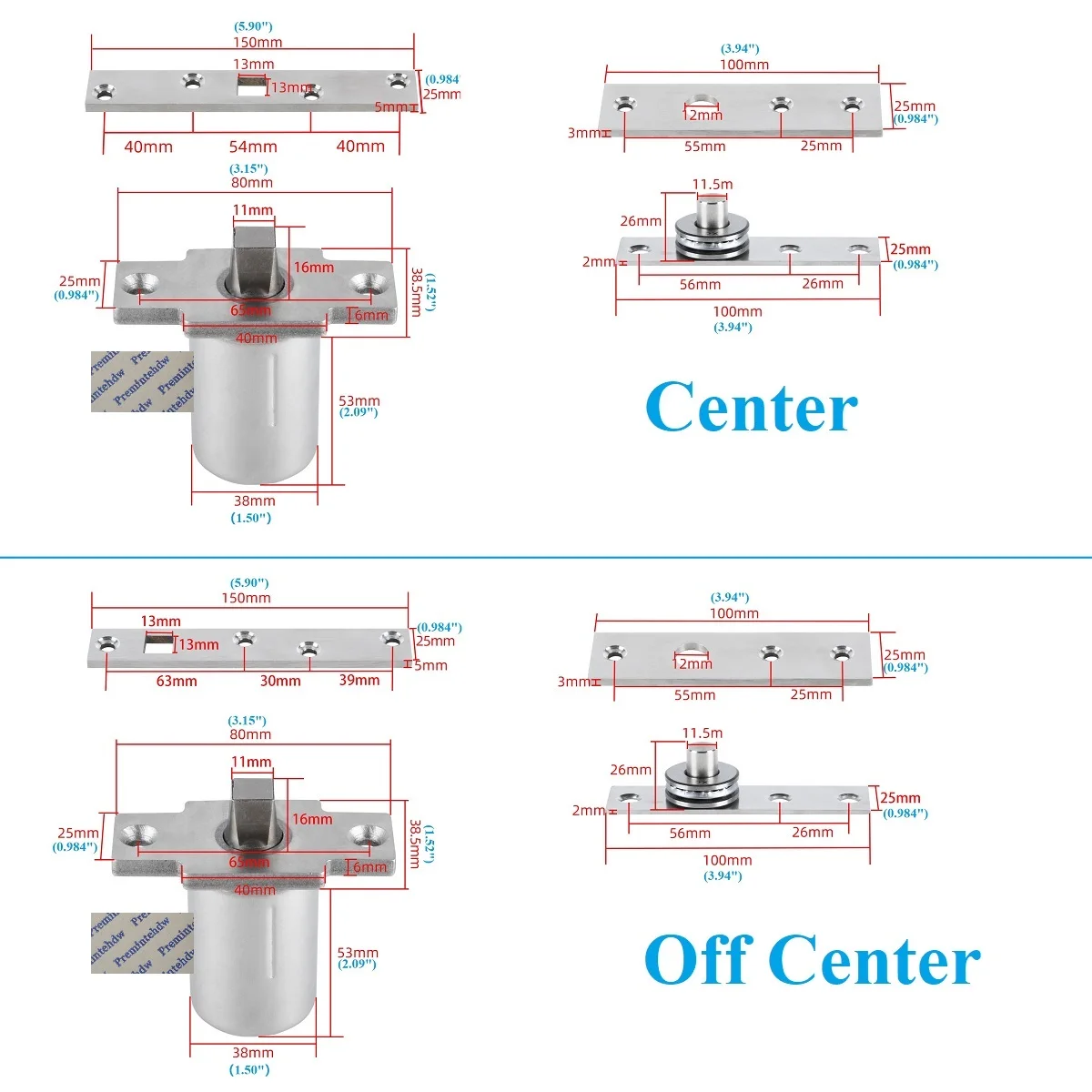 360 Degrees Soft Quarter Stop Top Bottom Pivot Hinge For Revolving Narrow Framed Door Display Partiton