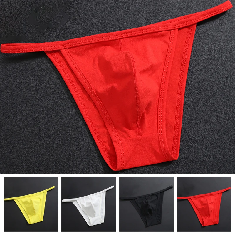 Men\'s Sexy Solid Color Low-rise Thong Briefs Solid Color Breathable Underwear Hot Sale Men Underwear Briefs Cotton Breathable