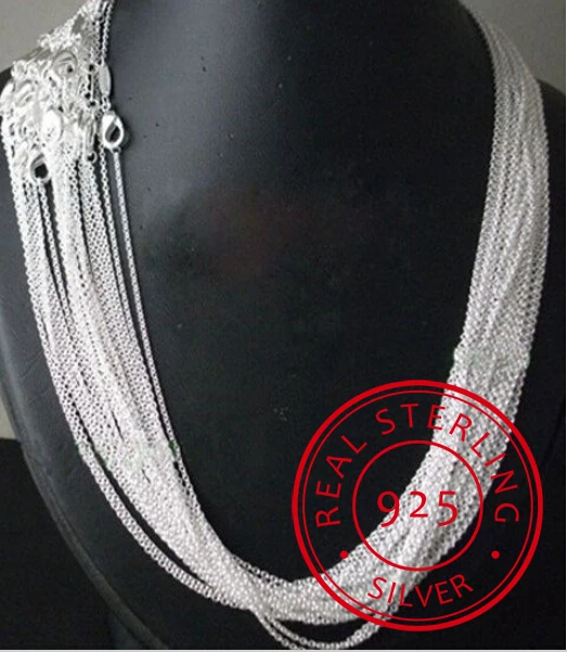 

10pcs/lot Promotion! Wholesale 925 Sterling Silver Necklace, Silver Fine Jewelry Rolo Chain 1mm Chain Necklace 16 18 20 22 24"