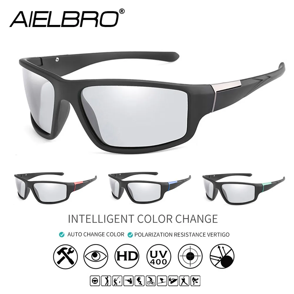 AIELBRO-gafas de sol fotocromáticas para ciclismo, lentes deportivas para hombre