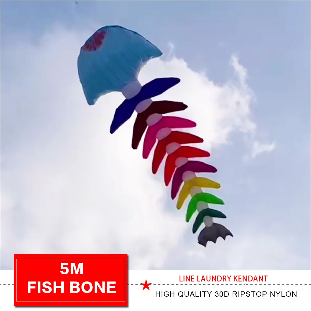 NEW ARRIVAL 5M FISH BONE line laundry kite pendant soft inflatable kite show kite wind sock